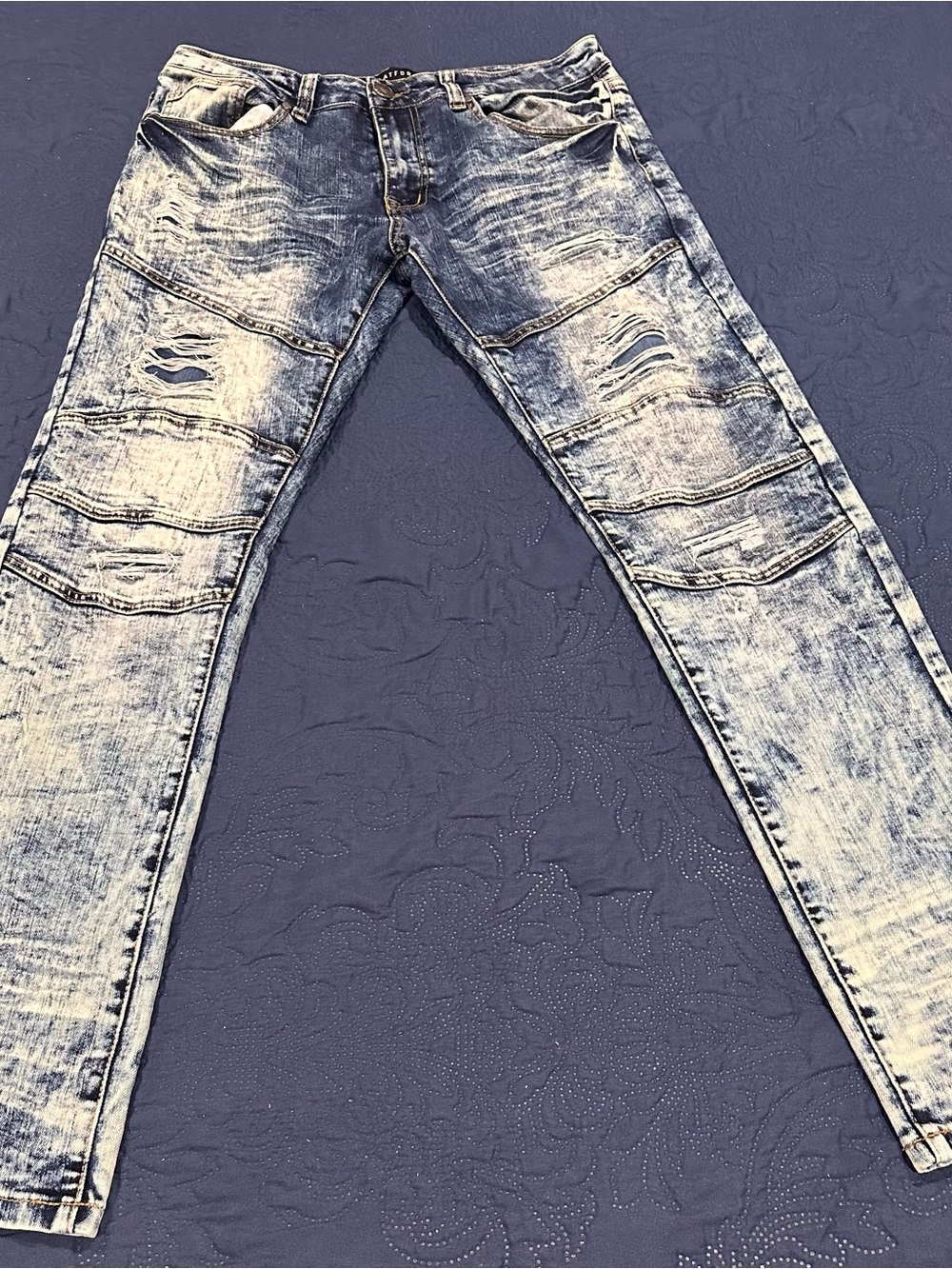 Platform Men’s Jeans 38x38 Acid Wash Distressed Cargo Moto Straight Leg Y2K